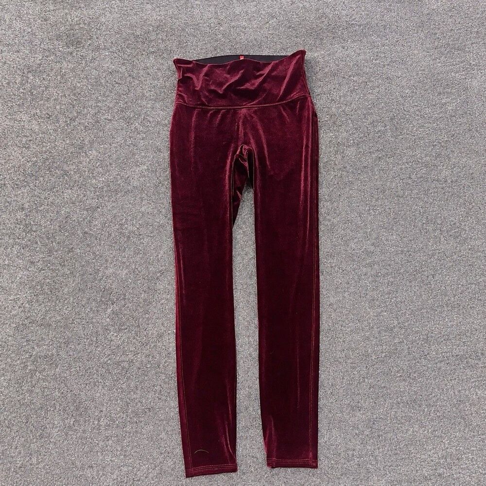 SPANX Ready-To-Wow Velvet Leggings Women L Rich Burgundy High Rise 2070 - Picture 5 of 8